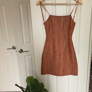 NEVER WORN - Urban Outfitters Orange Snakeskin Mini Dress